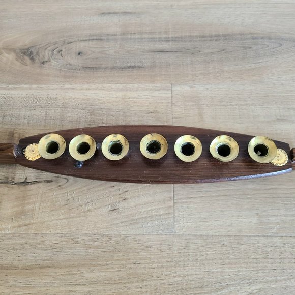 Vintage wooden and brass gondola boat Viking ship shape candleholder. - Picture 5 of 10